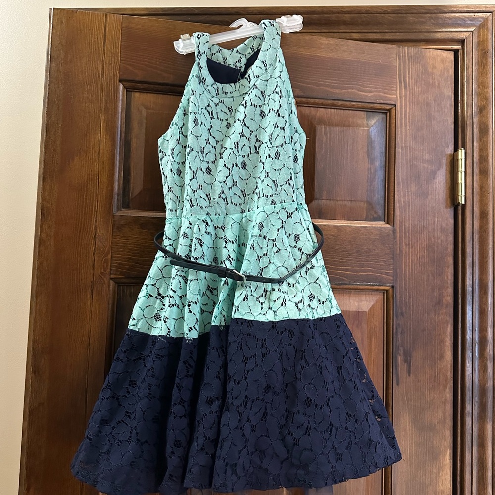 Mint and Navy Lace Kids Dress